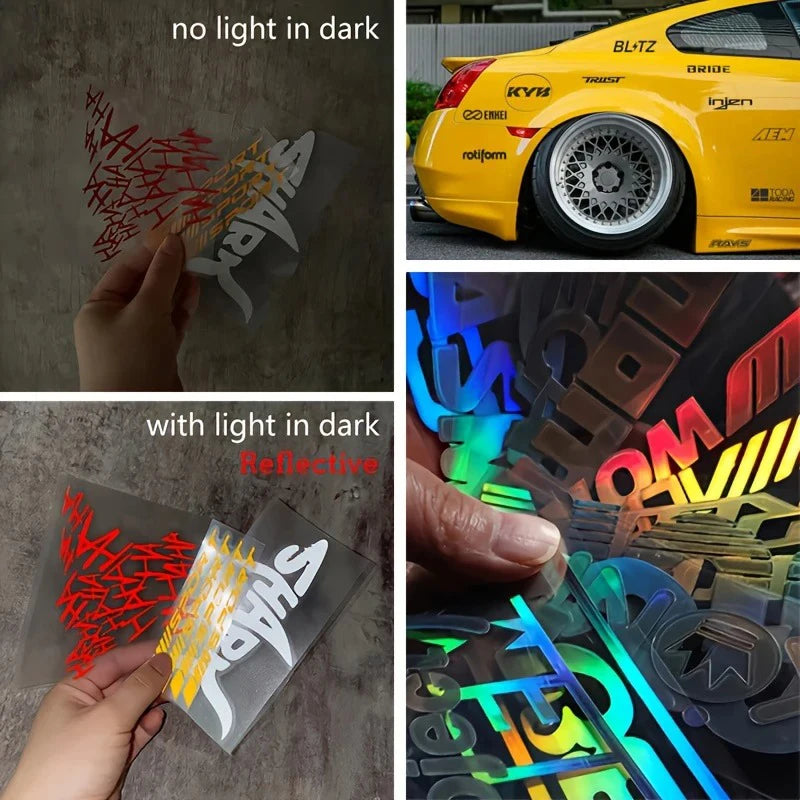 15-Piece Reflective JDM Racing Sponsor Decal Set