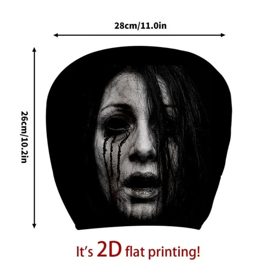 2-Piece Halloween Horror Face Car Headrest Covers – Universal Elastic Protective Sleeves
