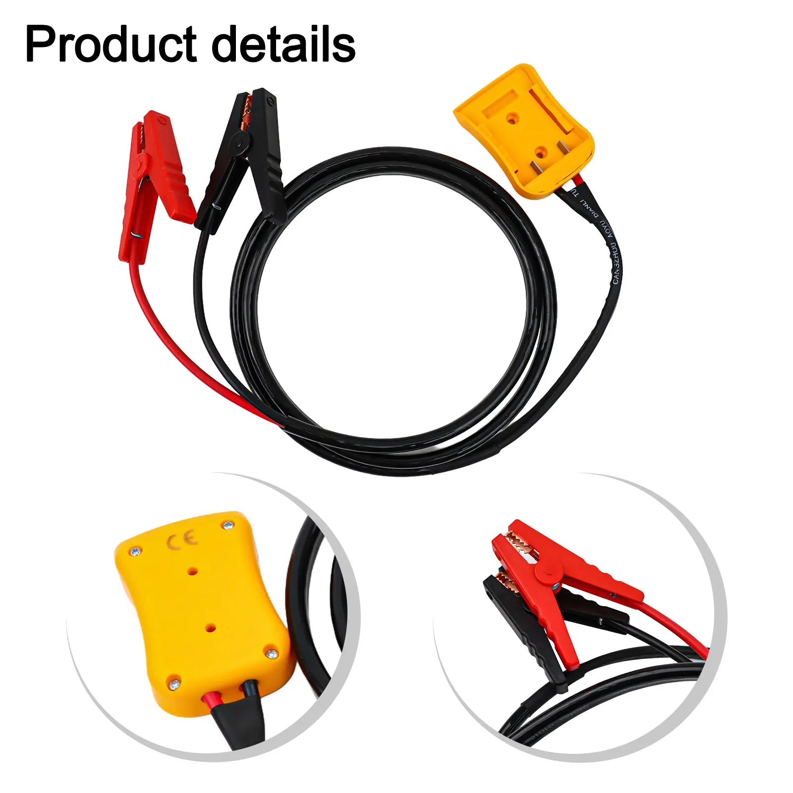 8 AWG 5.9 ft Jumper Clamp Adapter Cable for 20V Tool Batteries