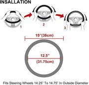 14.5–15.5 in Universal Microfiber PU Steering Wheel Cover – Black