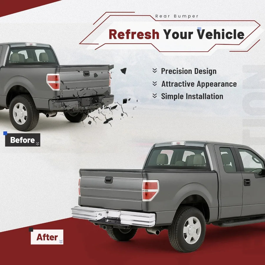Chrome Diamond-Step Rear Bumper – Universal Pickup Fitment