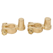 Brass Quick-Release Battery Terminal Clamps - Positive and Negative Pair
