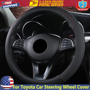 14.5–15.5 in Universal Microfiber PU Steering Wheel Cover – Black