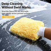 Dual-Sided Faux Wool Car Wash Mitt - 26 x 19 cm