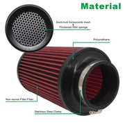 Universal High-Flow Cone Air Filter Kit, 3/3.5/4-Inch