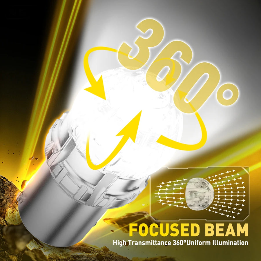 1156/1157/7440/7443 LED Brake/Tail/DRL Light Bulb – Amber/Yellow/Red/White, CANBUS, 12V