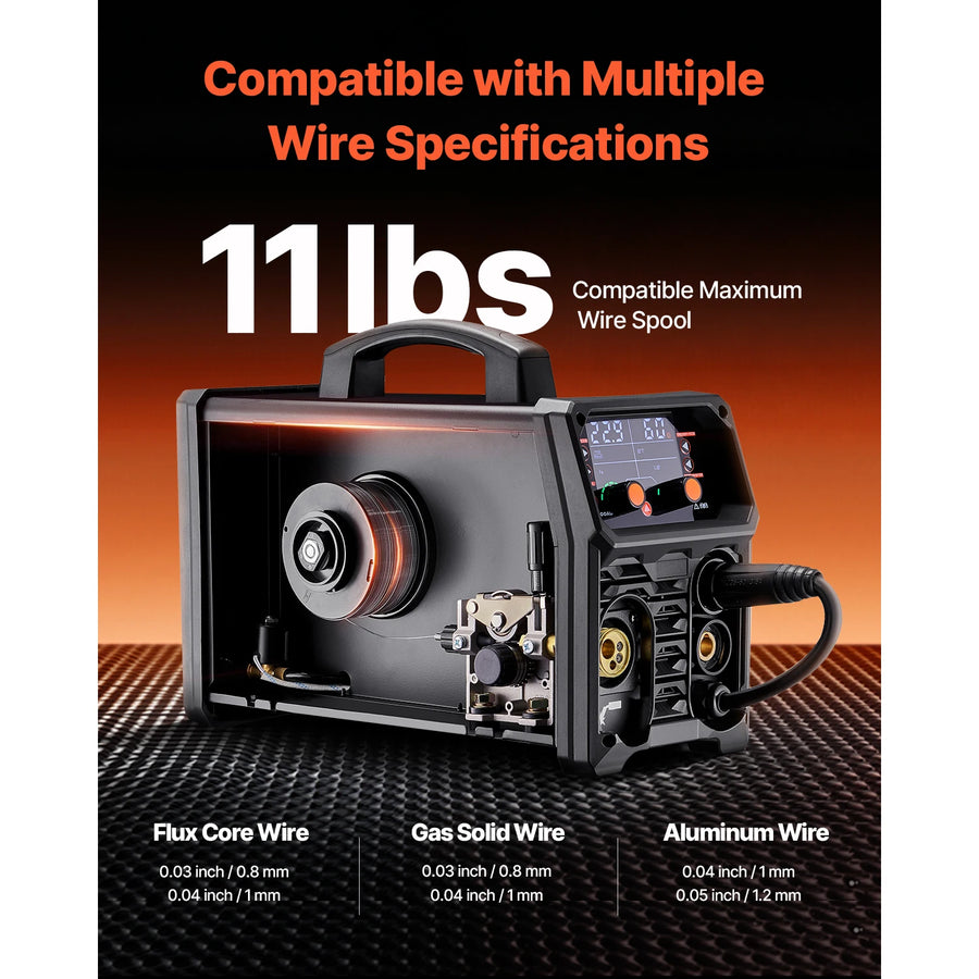 5-in-1 Dual-Voltage MIG Welder with Pulse and LCD – 200A/250A