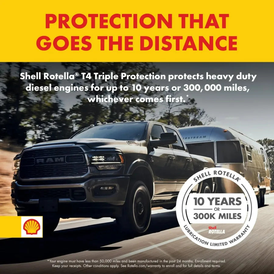 Shell Rotella T4 Triple Protection 15W-40 Diesel Oil, 1 Gallon Case of 3