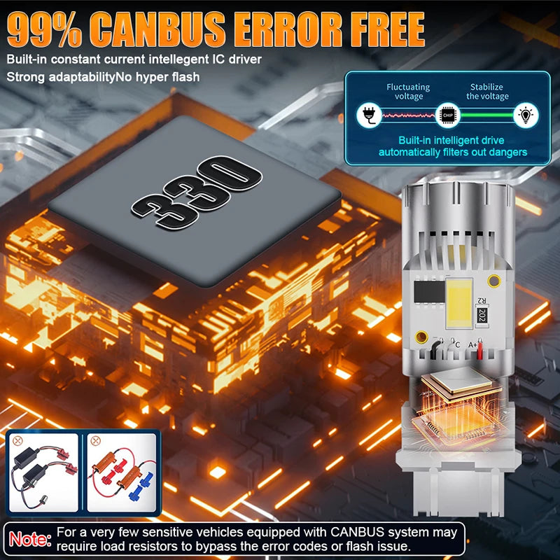 2-Piece 7440/7443/3157 LED Signal Light Bulb – Amber/Yellow/Red/White, CANBUS