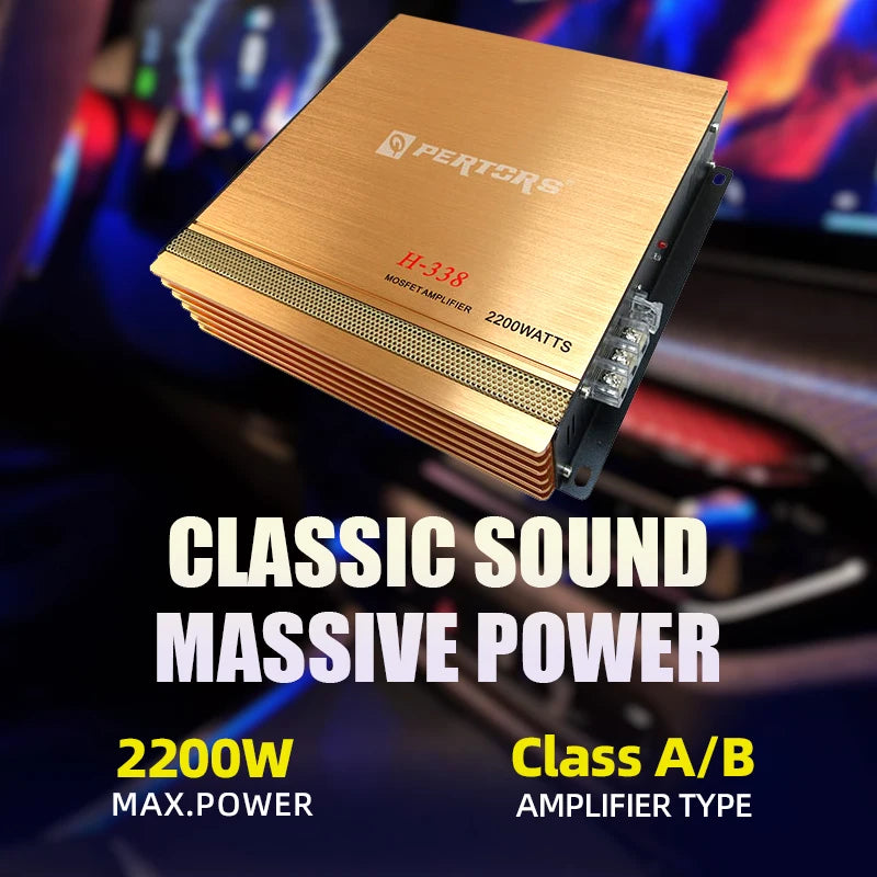 2-Channel Class AB 2200W Max Car Audio Amplifier