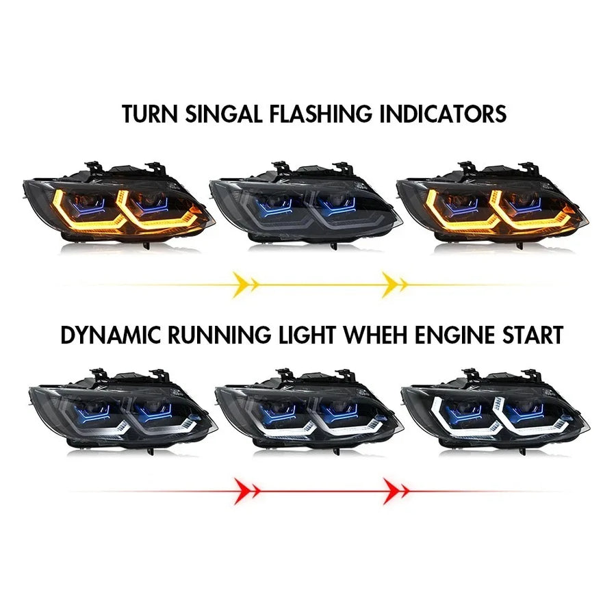 LED Headlight Assembly Set for 2006–2013 BMW E92