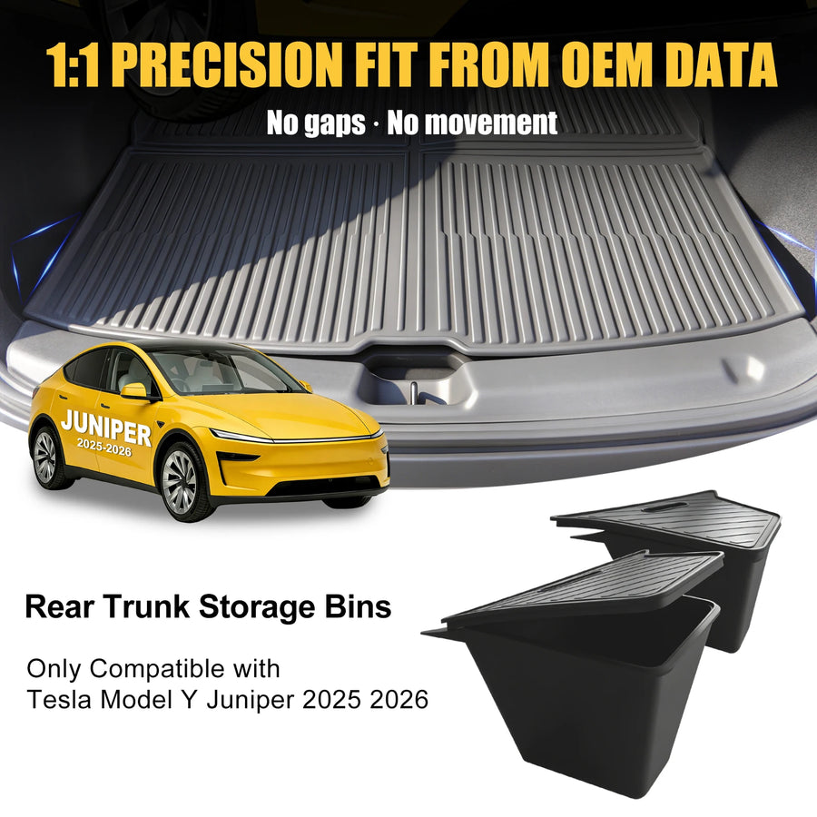 TPE Trunk Side Storage Bins for 2025–2026 Tesla Model Y Juniper – 3 Pieces