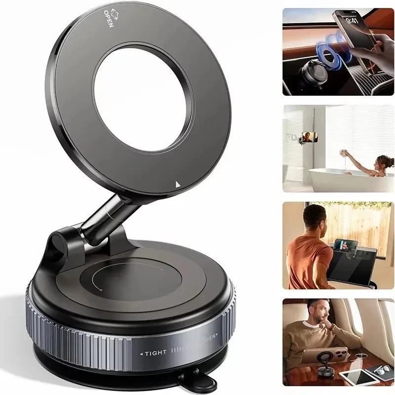 Foldable Magnetic Car Phone Holder with Vacuum Suction Mount