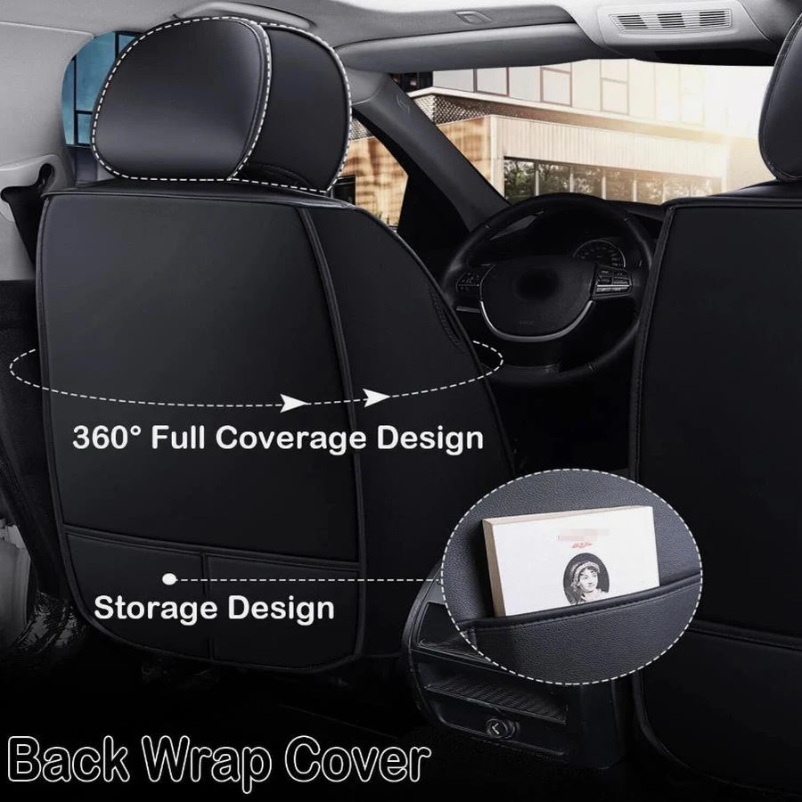 Beige Universal PU-Leather 5-Seat Cover Set – 48–56 in Bench