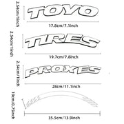 For 4 Tires Toyo 3D Tire Letter Stickers Waterproof Pvc Raised Wheel Decals Racing Car Sidewall