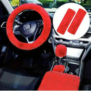 6-Piece Soft Plush Car Interior Accessories Set With Steering Wheel Cover