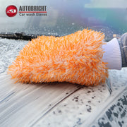 Orange Dual-Sided Microfiber & Chenille Car Wash Mitt