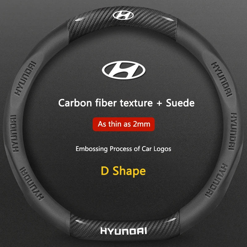 Carbon-Fiber-Leather Steering Wheel Cover – Select Hyundai Models