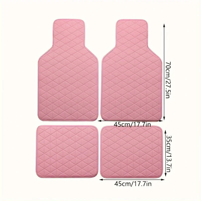 4-Piece Waterproof PU Leather Car Floor Mat Set