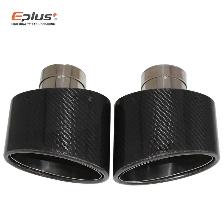 Universal Angled Oval Carbon-Fiber & Stainless Steel Exhaust Tip