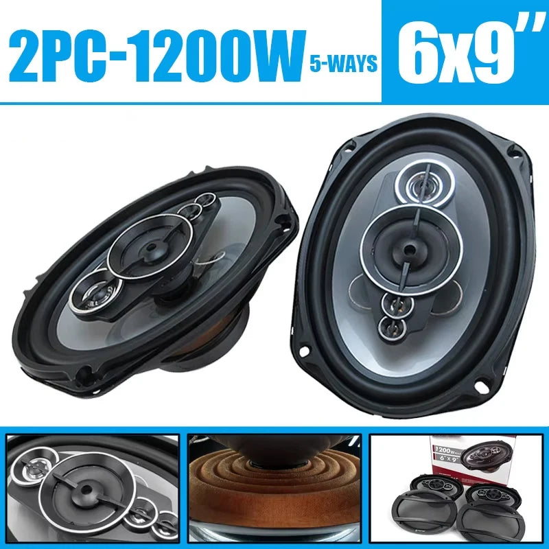 6x9-Inch 2400W 5-Way Coaxial Car Speakers