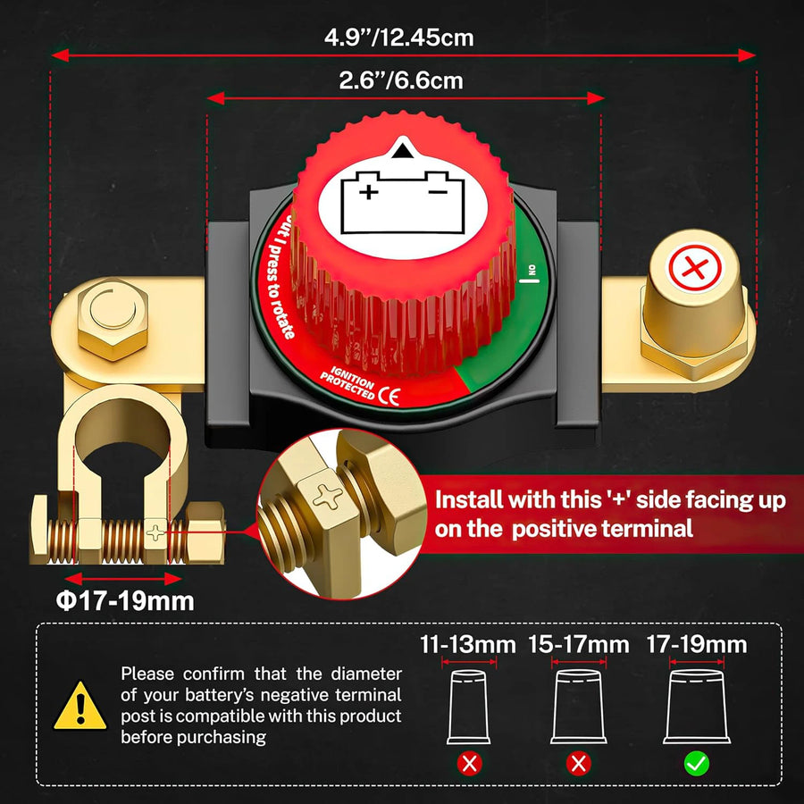 300A 12V-48V Top-Post Battery Disconnect Switch
