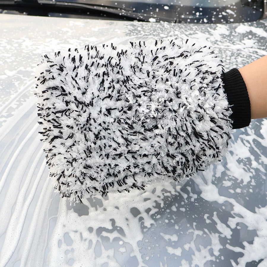 Black Double-Sided Microfiber Car Wash Mitt