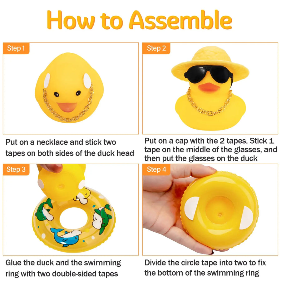 Summer Rubber Duck Dashboard Ornament with Sun Hat and Swim Ring