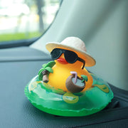 Tropical Rubber Duck Car Ornament Funny Beach Duck with Sunglasses Coconut Float Car Interior