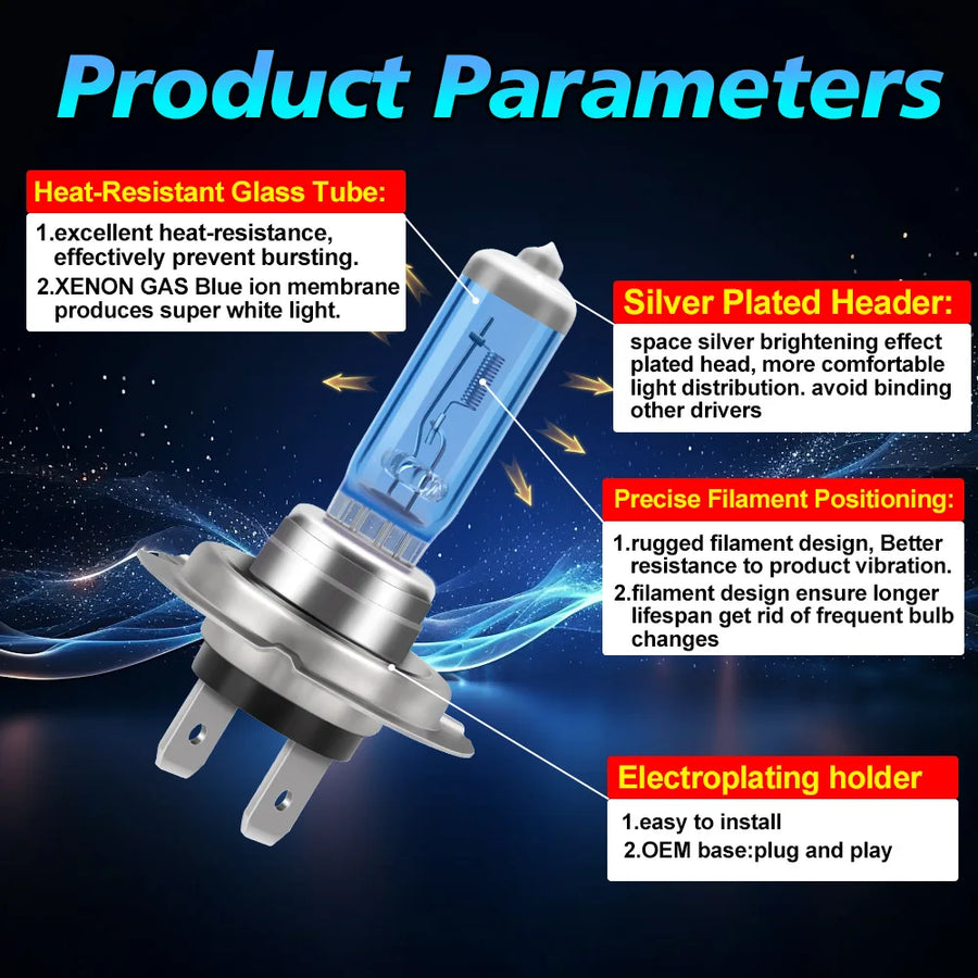 4-Piece H7 Halogen Headlight Bulb – 6000K
