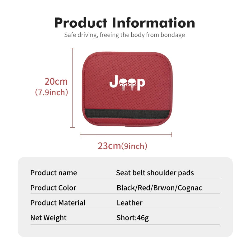 Leather Seat Belt Shoulder Pad for Jeep – Short or Long