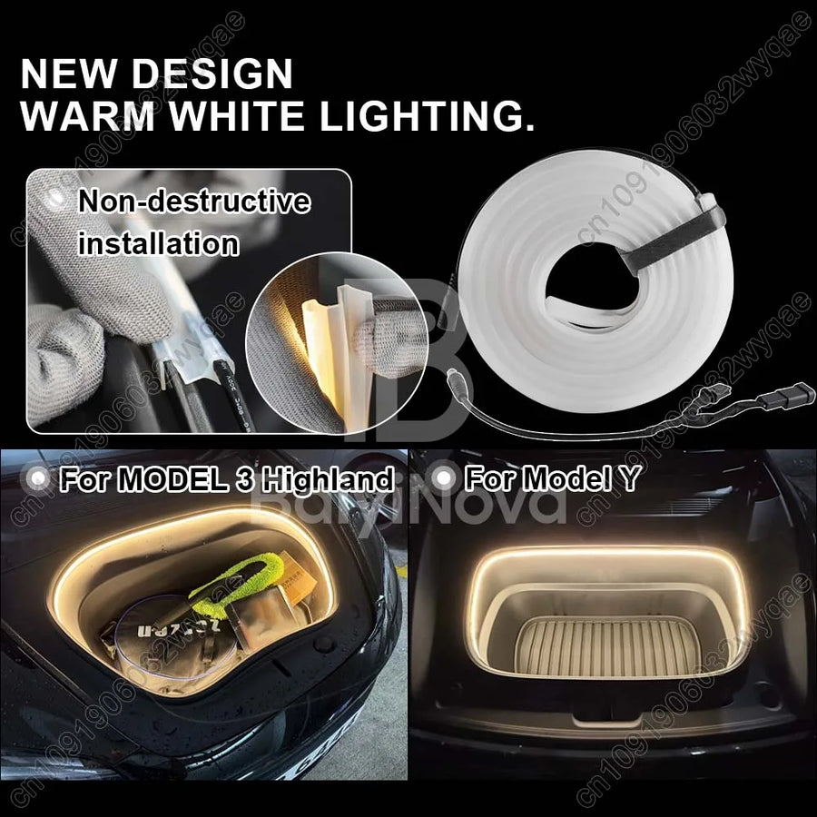 LED Front Trunk Ambient Light Strip for Tesla Model 3 and Model Y 2021–2025