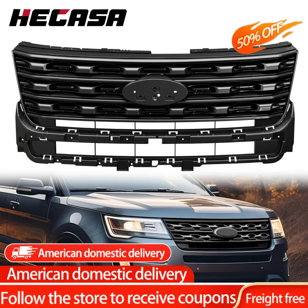 Gloss Black Upper Grille for 2016–2017 Ford Explorer