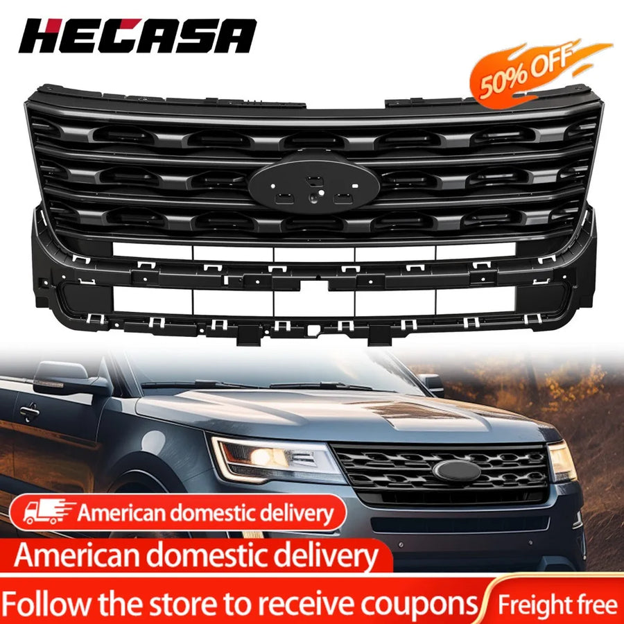 Gloss Black Upper Grille for 2016–2017 Ford Explorer