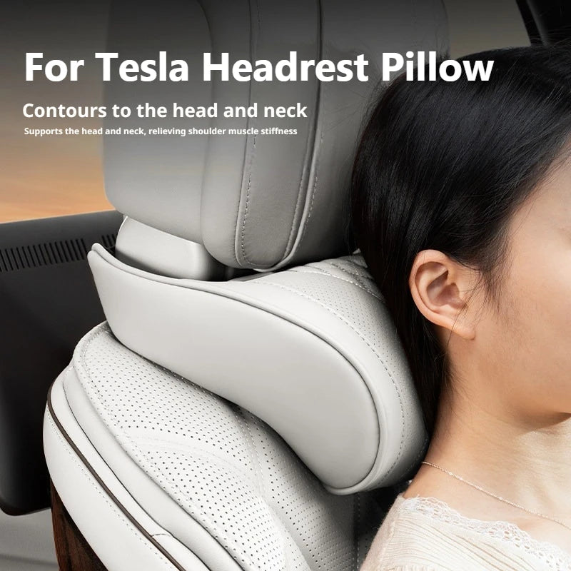 Nappa Leather Tesla Car Headrest and Lumbar Support Pillow