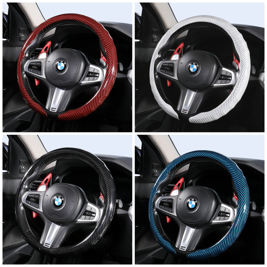 Carbon-Fiber-Texture 37-38CM Steering Wheel Cover for Tesla