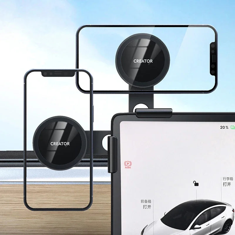 Tesla Model 3, S, X & Y Center Display Slide-Rail Magnetic Phone Holder