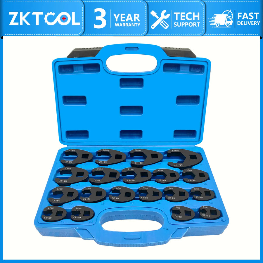 19-Piece Metric Flare Nut Wrench Set, 8-32mm
