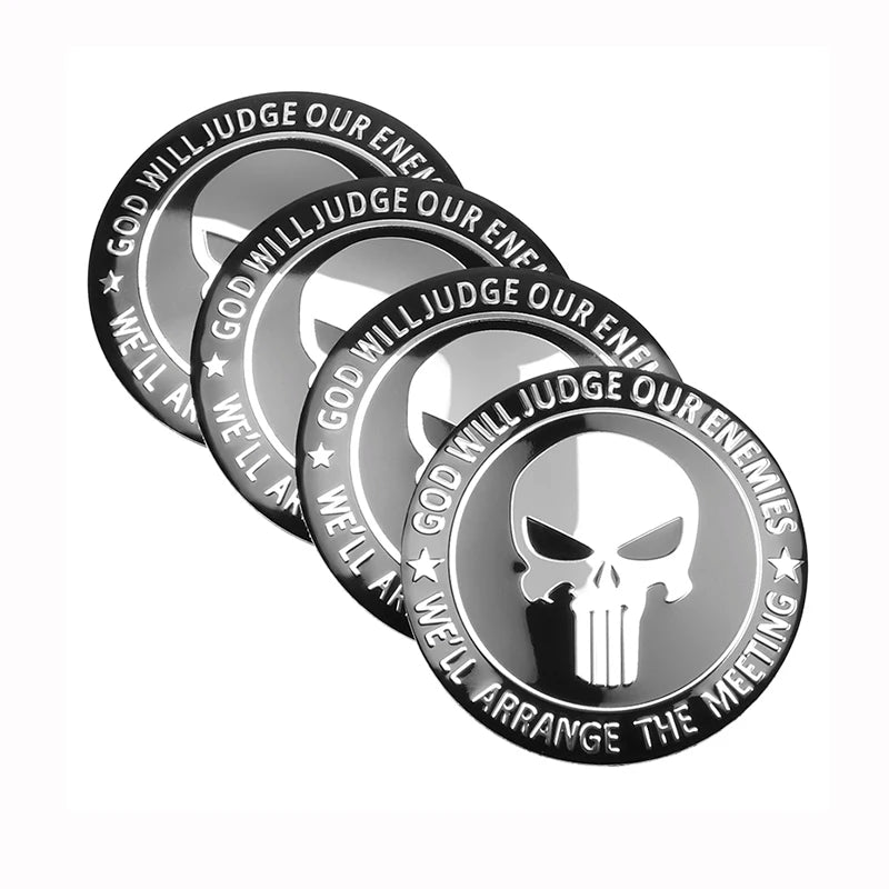 4-Piece Skull Hubcap sticker sticker 56MM aluminum sticker