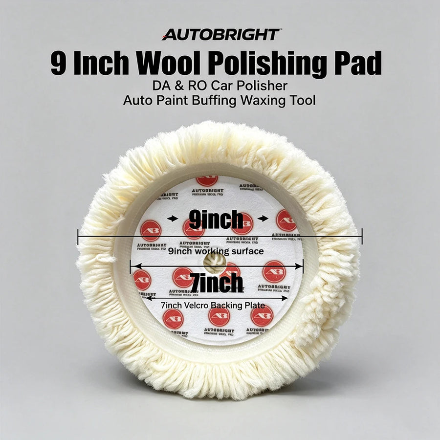Rolled-Wool Polishing Pad, 9-Inch Face / 7-Inch Backing