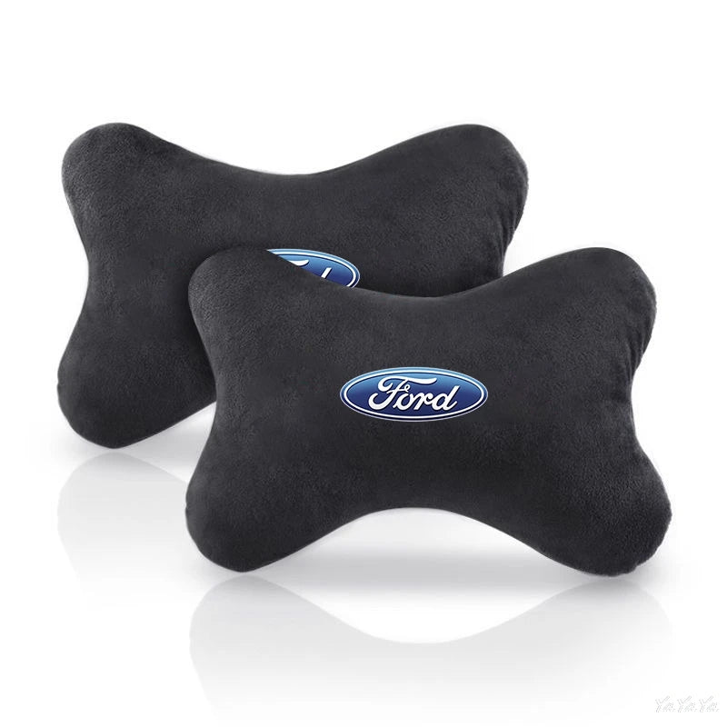 Suede Headrest Neck Pillow and Seat Belt Shoulder Cover Accessories for Ford Vehicles