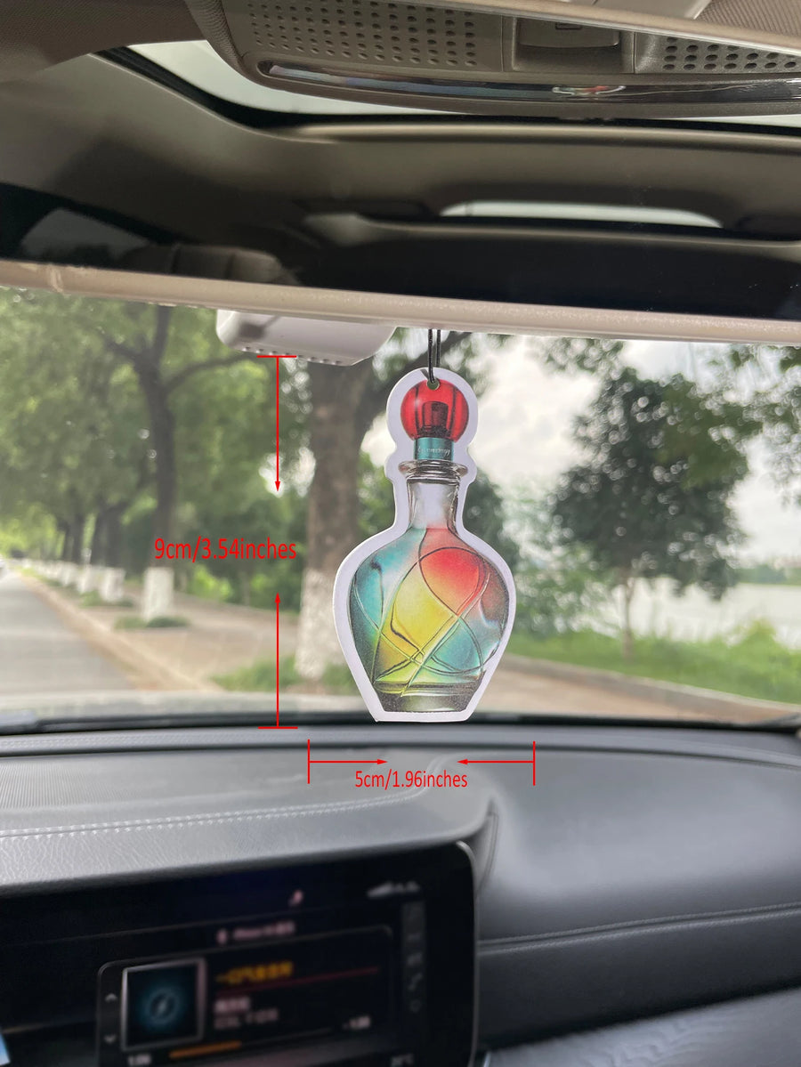 Colorful Rainbow Glass Perfume Bottle Hanging Car Air Freshener