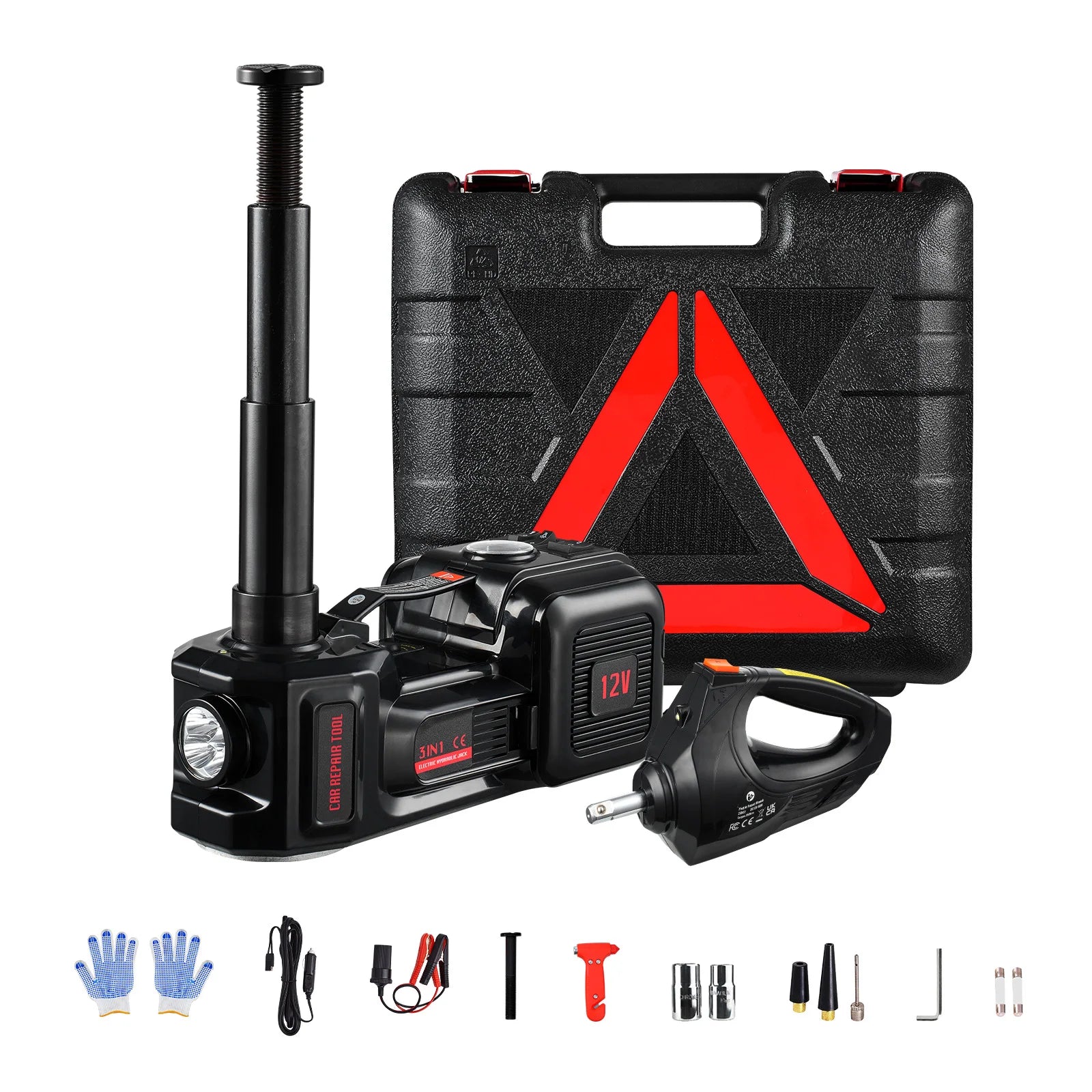 5-Ton 12V Electric Scissor Jack and Impact Wrench Tire Change Kit