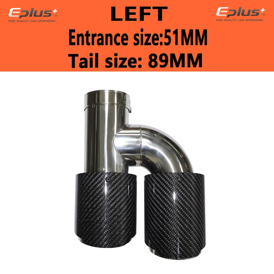 Universal H-Shaped Dual-Outlet Carbon-Fiber & Stainless Steel Exhaust Tip