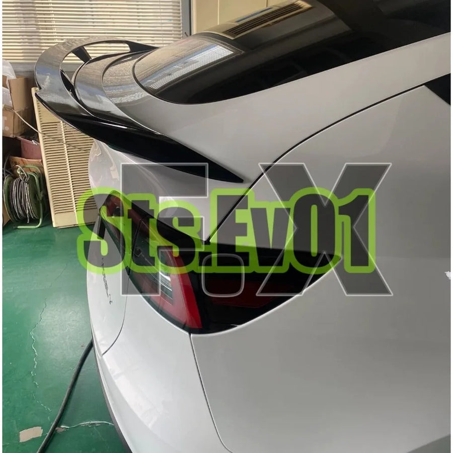 Double-Deck Gloss Black Trunk Spoiler for 2020–2024 Tesla Model Y