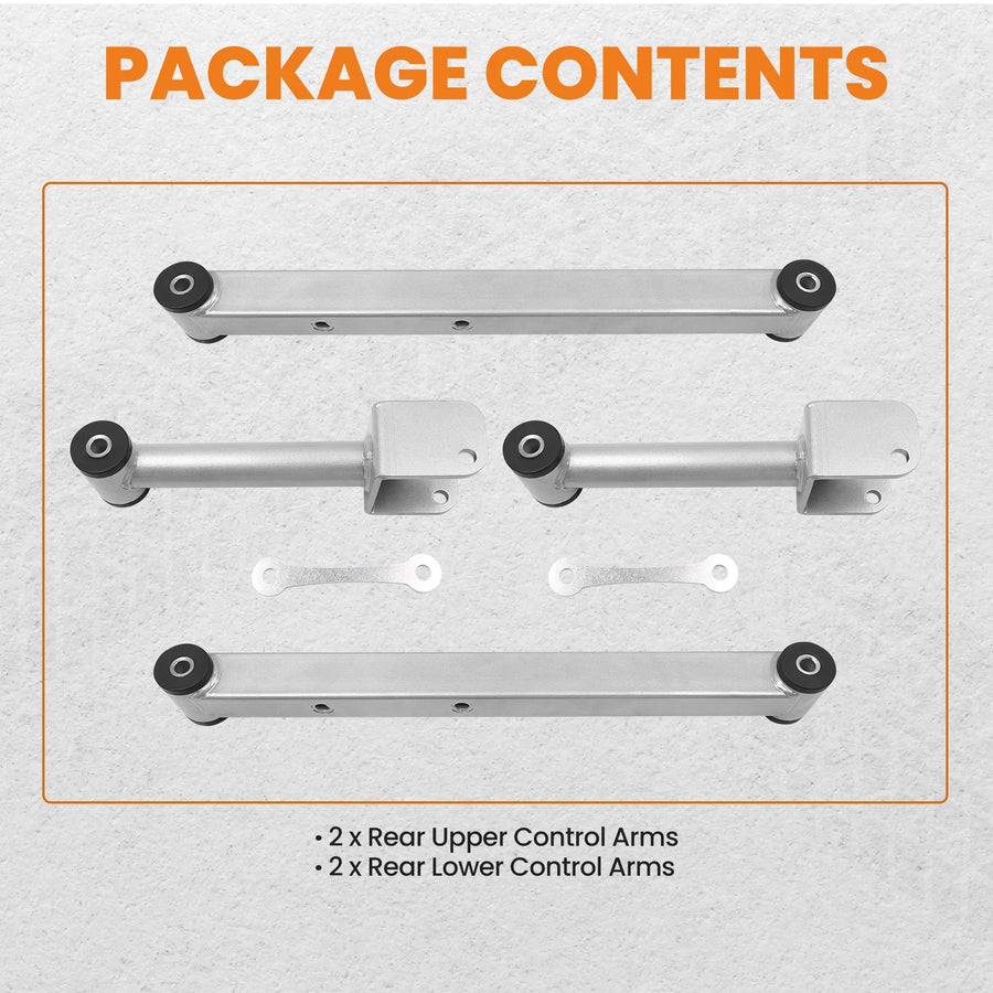 4-Piece Left and Right Rear Lower and Upper Control Arms for Chevrolet Caprice 1978-1996