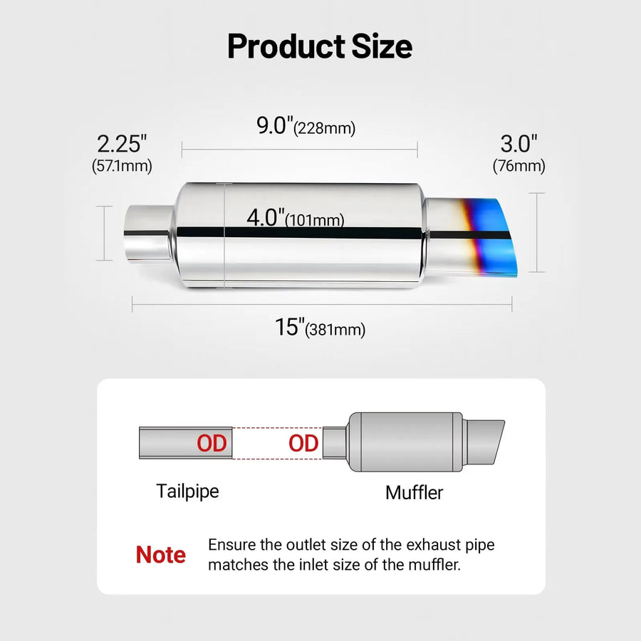 Universal Stainless Steel Universal Exhaust Muffler – 57MM