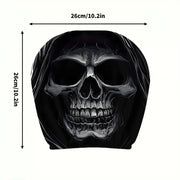 2-Piece Skull Portrait Car Headrest Covers – Universal Washable Seat Decor
