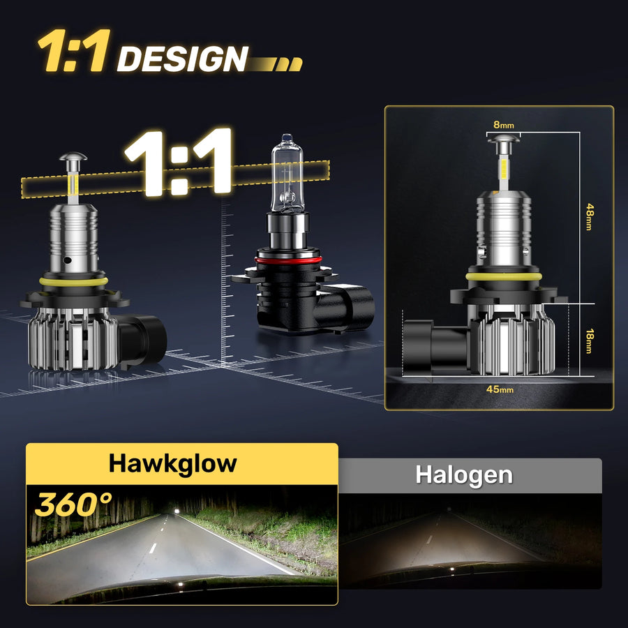 9005/HB3 Headlight Bulb Pair – 60W – 6500K
