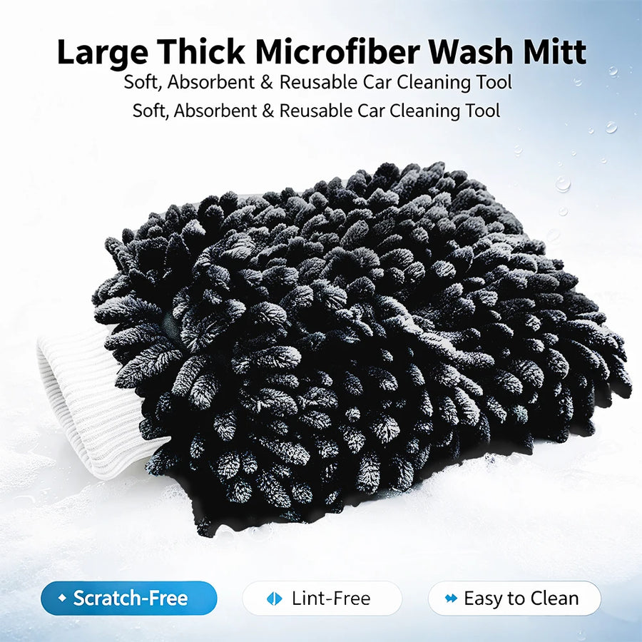 XL Charcoal Grey Chenille Microfiber Car Wash Mitt